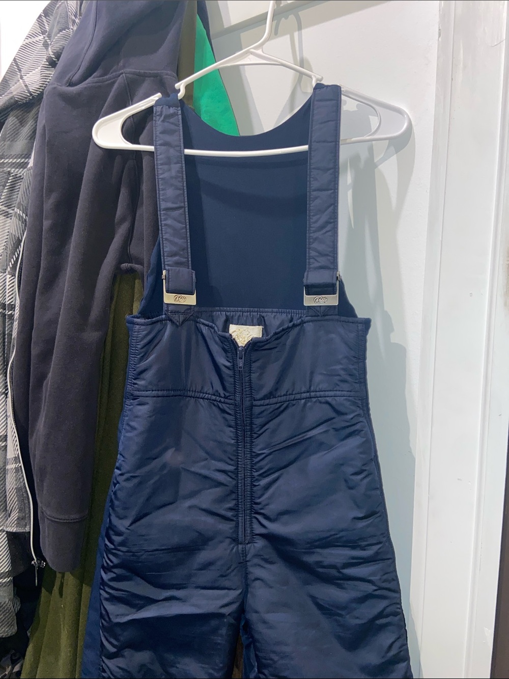 Women's Navy Puffer Snow Bib Jumpsuit